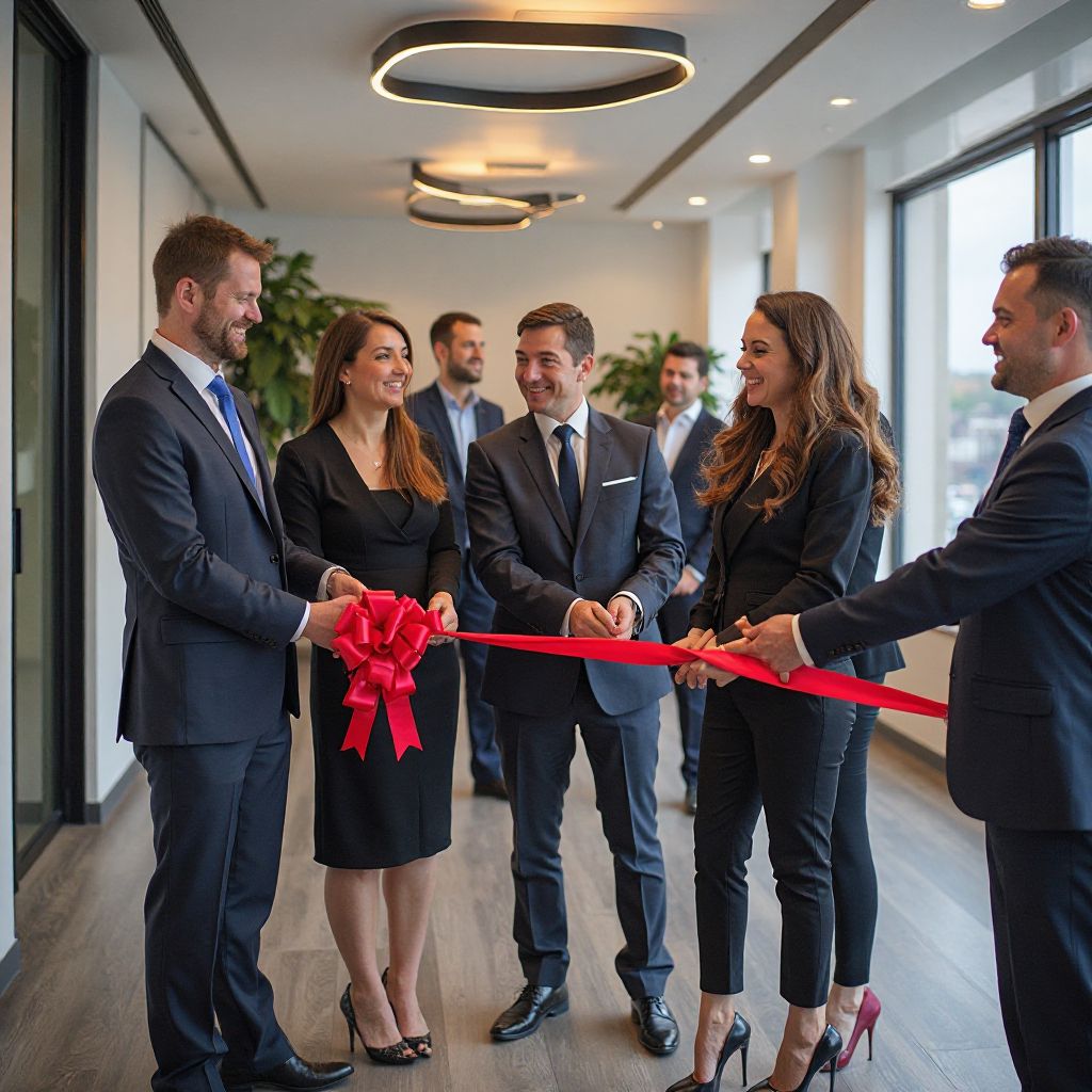 Fondatorii companiei la inaugurarea primului birou